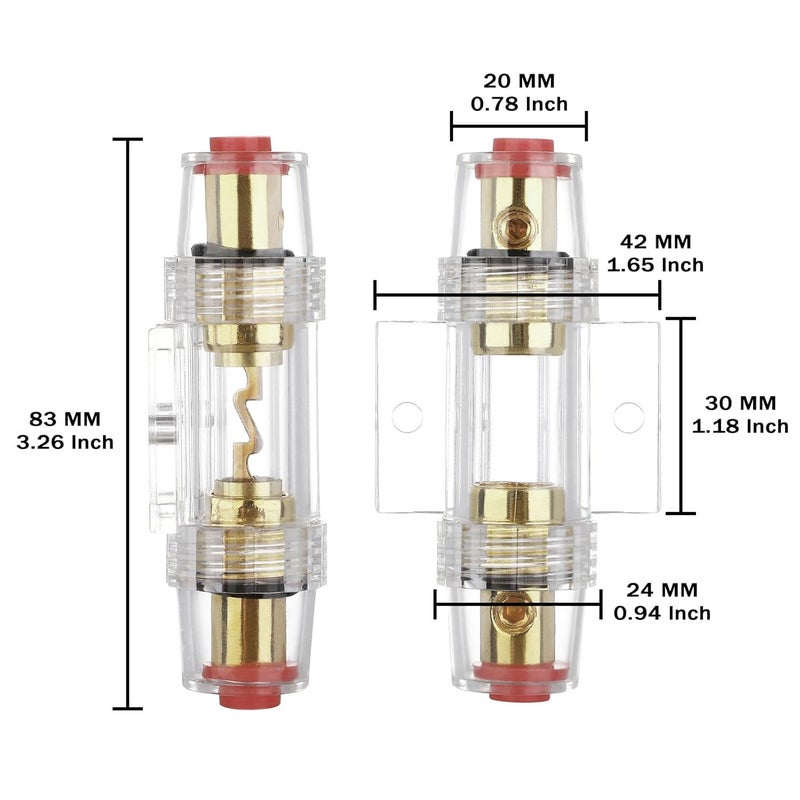 Carviya in-line AGU Fuse Holder for 4-10 Gauge AWG Wire / 6 Gauge & 8 Gauge/with Four 30A AGU Fuses for Car Audio/Alarm/Amplifier/Compressors/Auto Parts/Automotive/Marine/Industrial (30Amp, 2 Pack) - Image 3